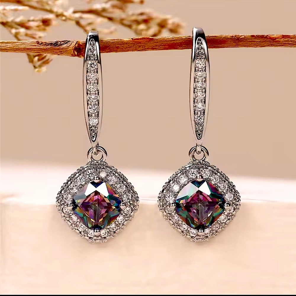 New mystic topaz gem stone earrings